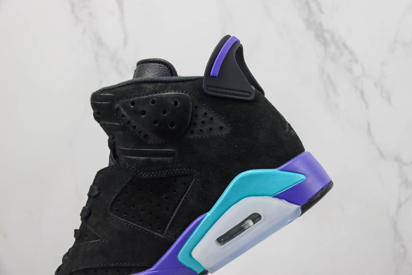 乔丹Air Jordan 6 “Aqua”纯原版本AJ6黑紫麂皮篮球鞋 莆田AJ货源 货号:CT8529-004