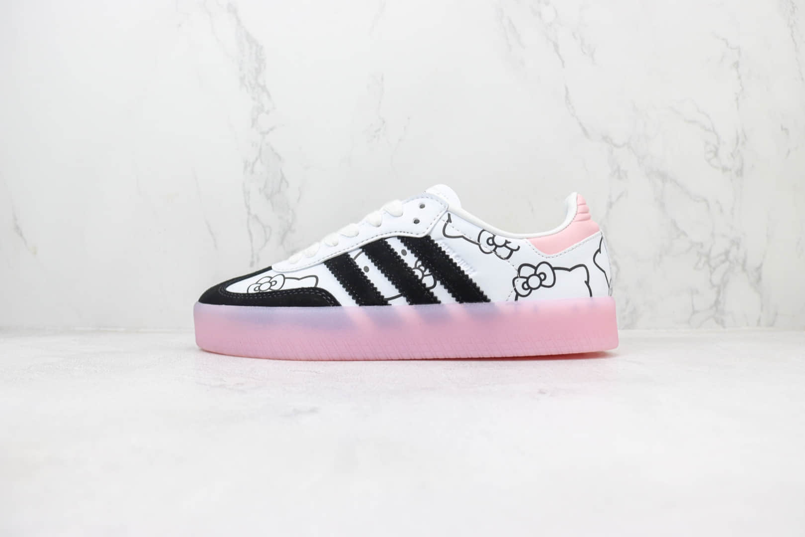 阿迪达斯KITH x Clarks x adidas Originals 8th Street Samba纯原版本凯蒂猫印花桑巴德训鞋 莆田阿迪达斯货源 货号:ID7295