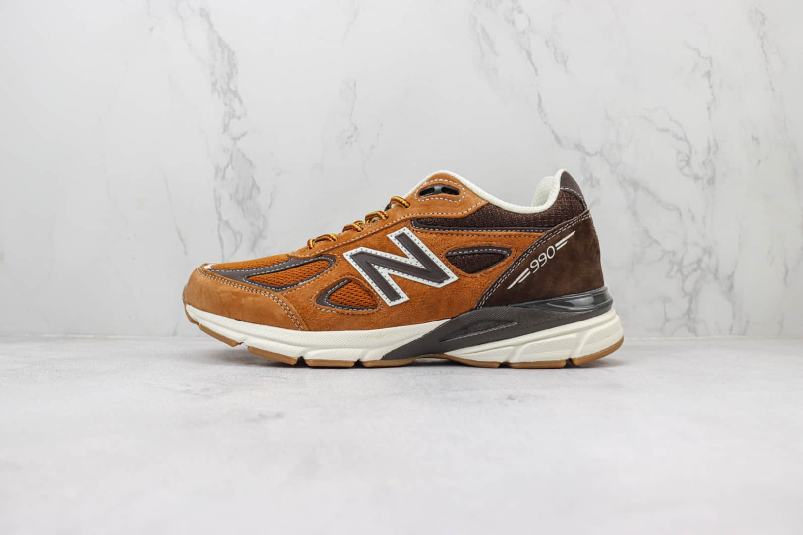新百伦New Balance 990V4纯原版本NB990V4橘棕色复古跑鞋 莆田新百伦货源 货号:M990LL4