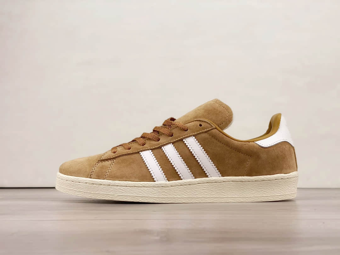阿迪达斯adidas Campus 80S纯原版本三叶草棕白色复古板鞋 莆田阿迪达斯工厂 (ID:102180) - 图片1