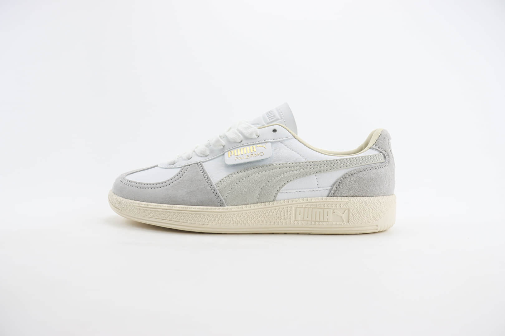 彪马PUMA Palermo Leather纯原版本巴勒莫系列白灰色德训鞋 莆田彪马货源 (ID:103423) - 图片1