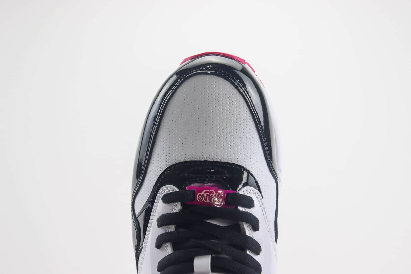 耐克Nike Air Max 1纯原版本Max1漆皮黑粉复古气垫跑鞋 莆田耐克工厂 货号:HJ3966-110