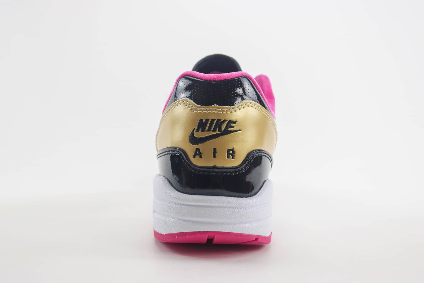耐克Nike Air Max 1纯原版本Max1漆皮黑粉复古气垫跑鞋 莆田耐克工厂 货号:HJ3966-110