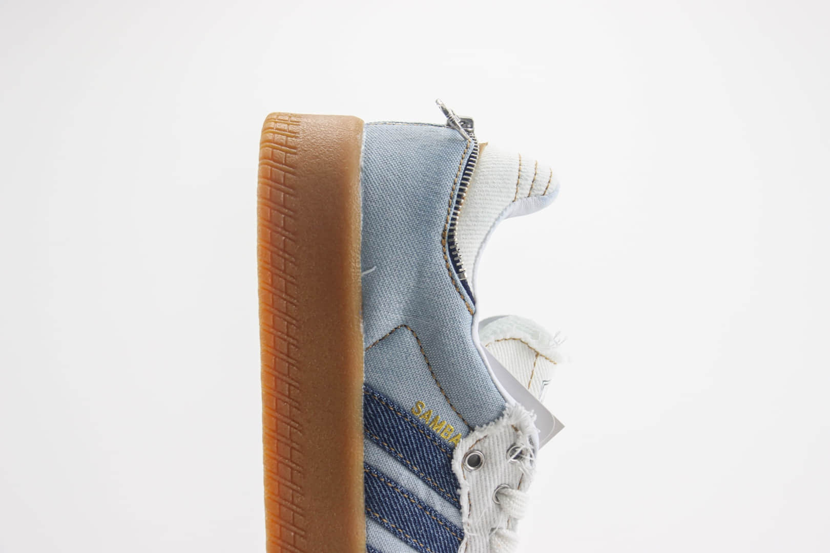 阿迪达斯Atmos x adidas Originals Sambae纯原版本桑巴拉链牛仔生胶厚底板鞋 莆田阿迪达斯货源 货号：II0001
