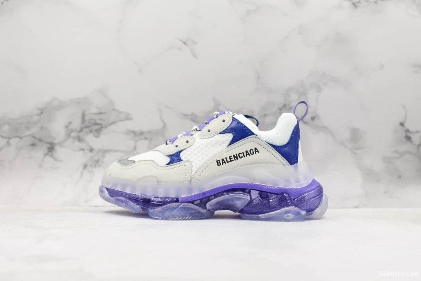 巴黎世家Balenciaga Triple S二代纯原版本氮气组合大底水晶底紫色原厂材料新款气垫鞋 (ID:10404) - 图片1