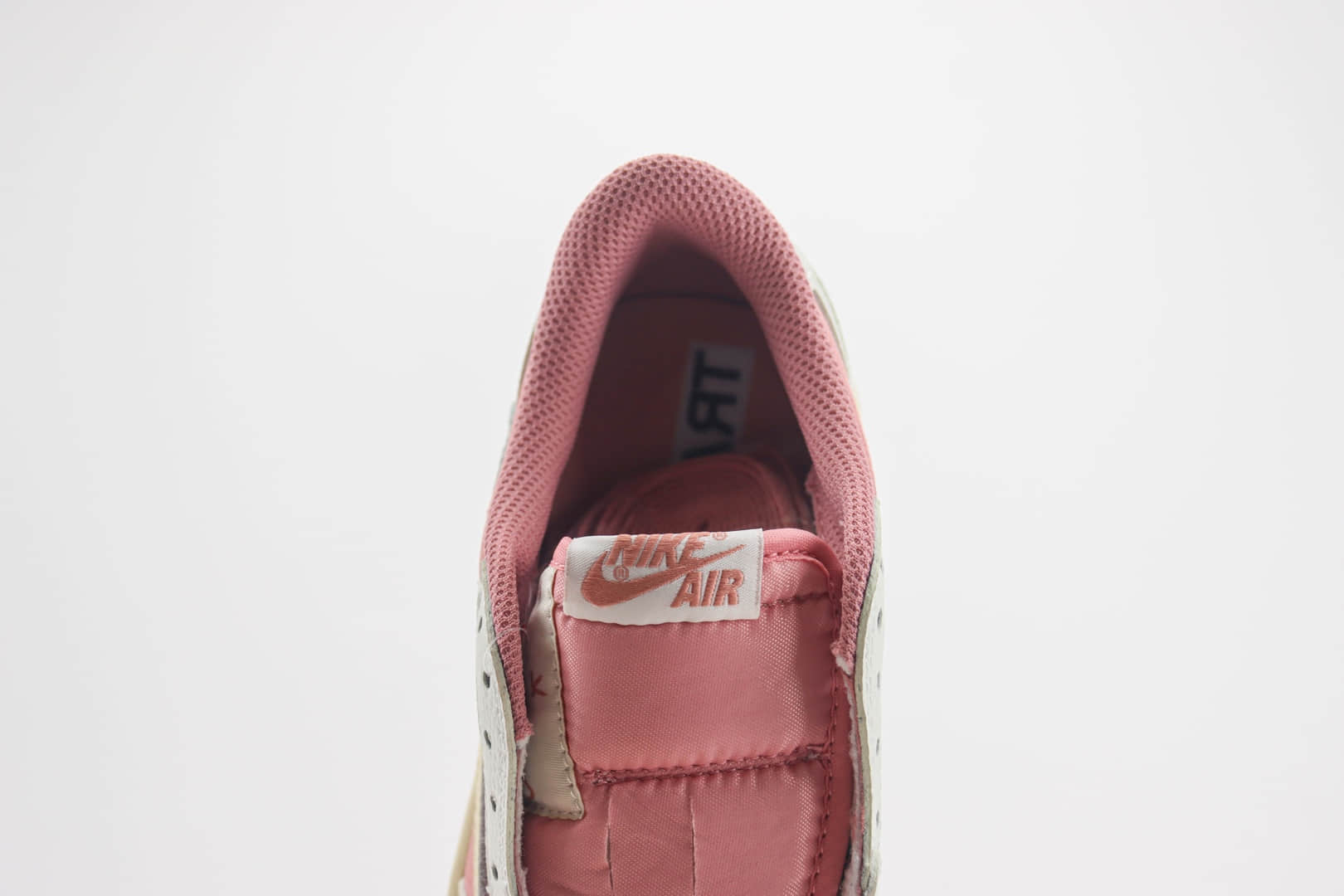 耐克Travis Scott x Air Jordan 1 Low纯原版本低帮AJ1桃粉白倒钩敏感内容联名板鞋 莆田耐克工厂 货号：DM7866-600