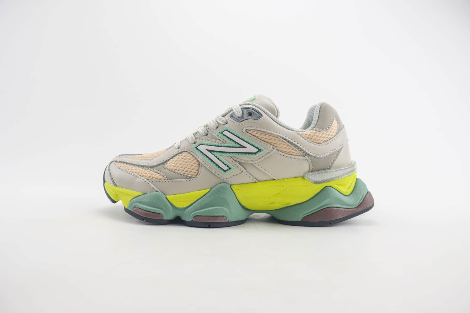 新百伦New Balance 9060纯原版本NB9060灰黄绿小象蹄跑鞋 莆田新百伦货源 (ID:104343) - 图片1