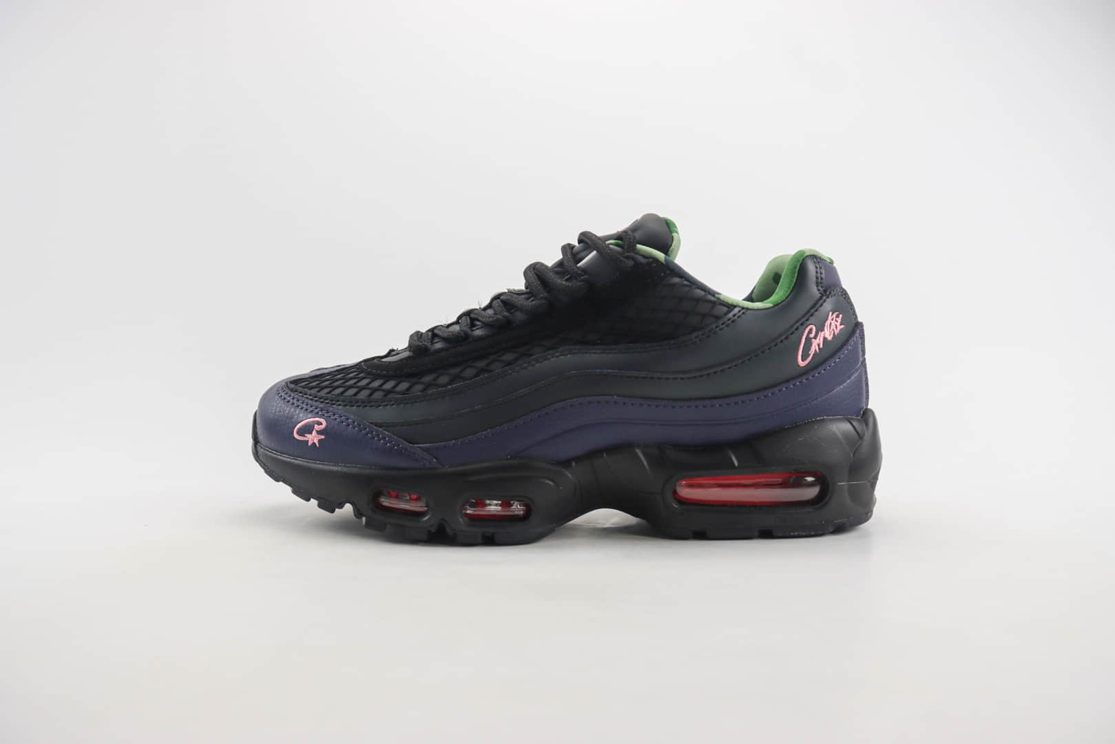 耐克Nike Air Max 95纯原版本黑紫色气垫跑鞋 莆田耐克货源 (ID:105066) - 图片1