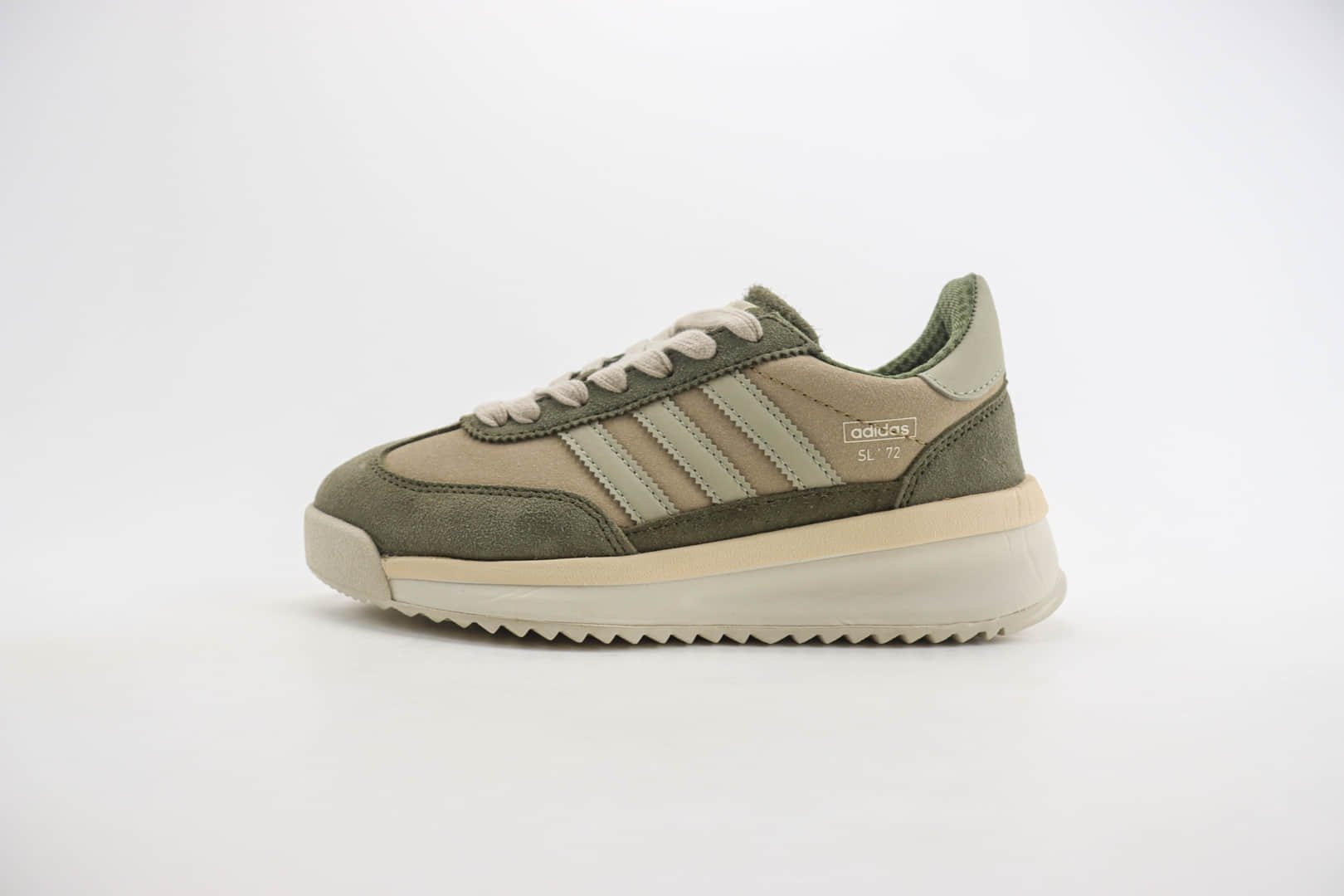 阿迪达斯adidas Originals SL 72 RTN纯原版本米橄榄绿厚底增高板鞋 莆田复刻鞋货源 (ID:105434) - 图片1