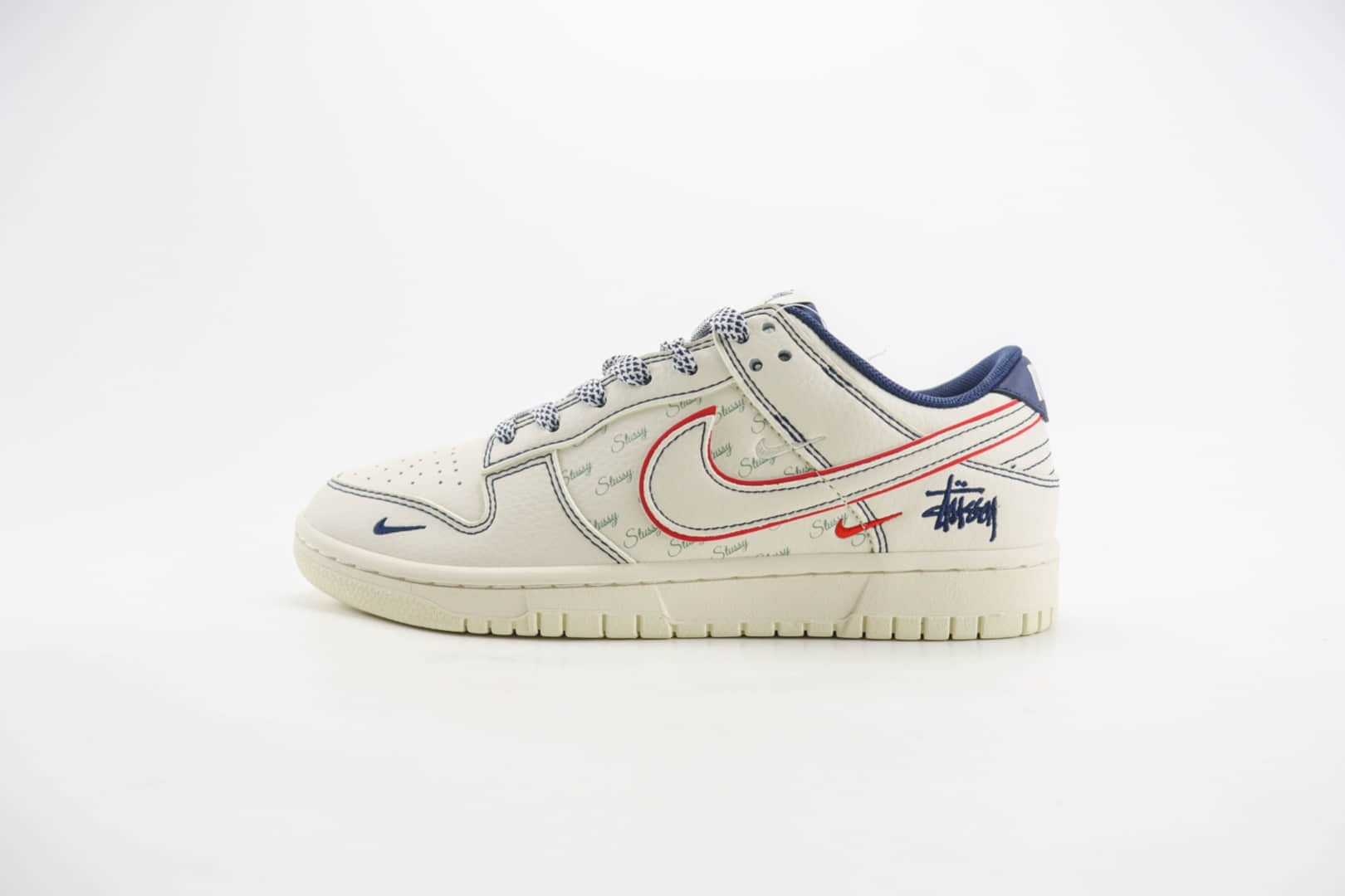 耐克Stussy x Nike Dunk Low纯原版本斯图西联名Dunk兔八哥米红蓝板鞋 莆田耐克工厂 (ID:106562) - 图片1