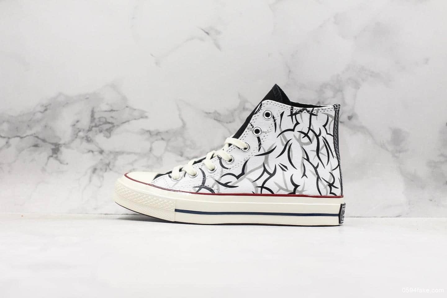匡威Converse X CLOT高端联名款真标硫化蓝底版本原盒原标3M反光图案高帮帆布鞋 (ID:10707) - 图片1