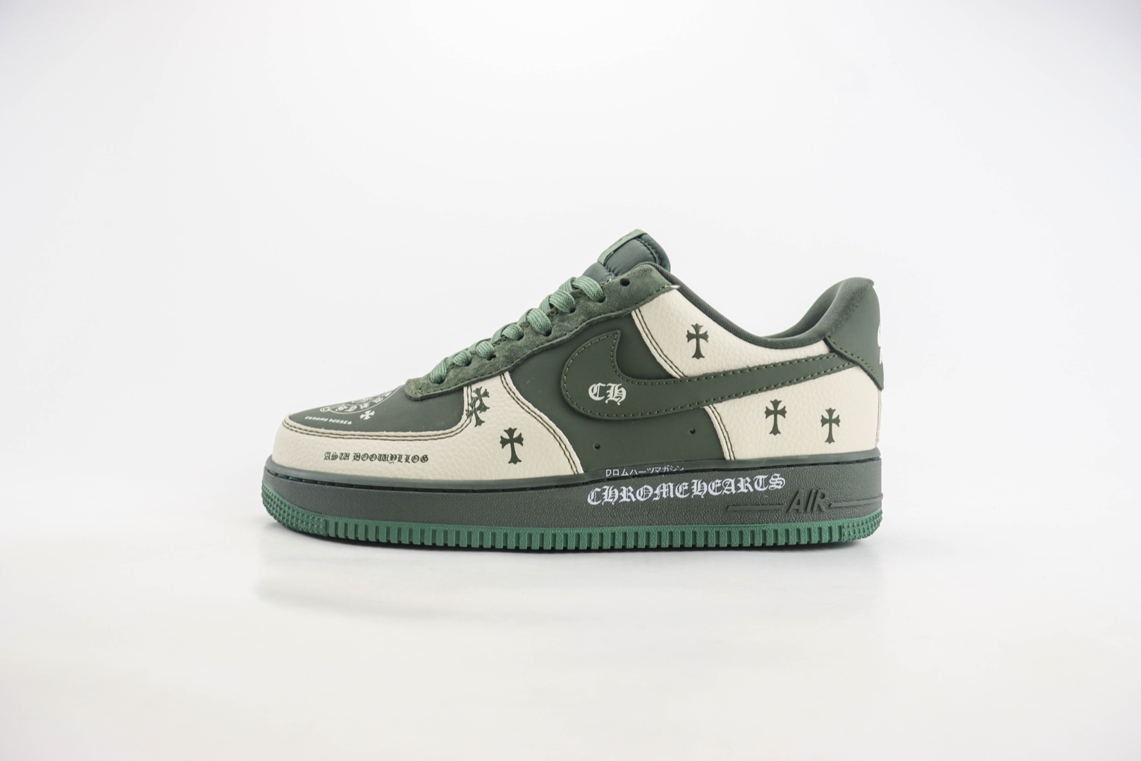 耐克Nike Air Force 1 Low纯原版本空军一号AF1克罗心联名米深绿涂鸦板鞋 莆田耐克货源 (ID:107455) - 图片1