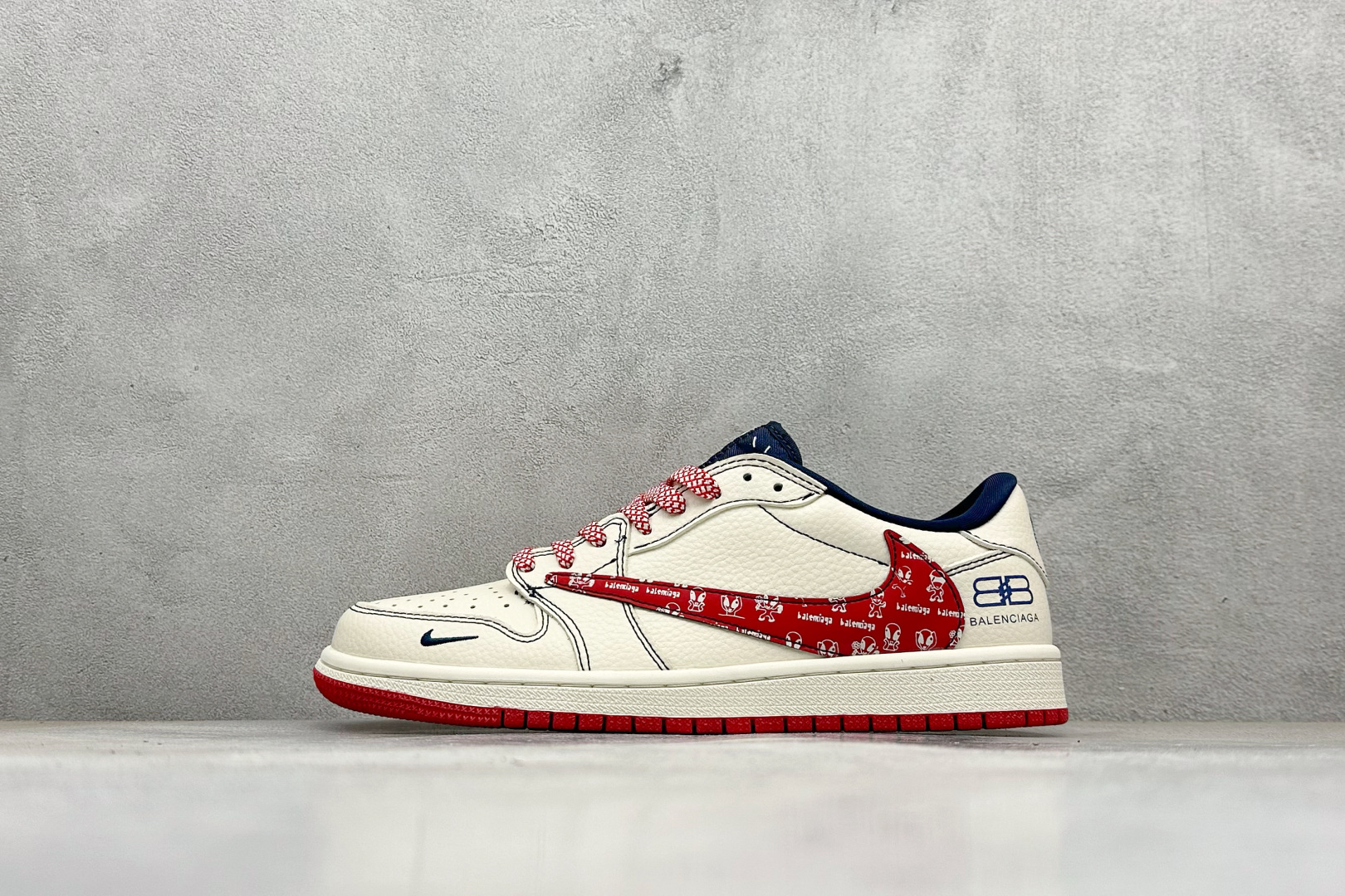 乔丹Balenciaga x Air Jordan 1 Low纯原版本巴黎世家联名AJ1定制配色倒钩板鞋 莆田AJ批发 货号:DS2025-001