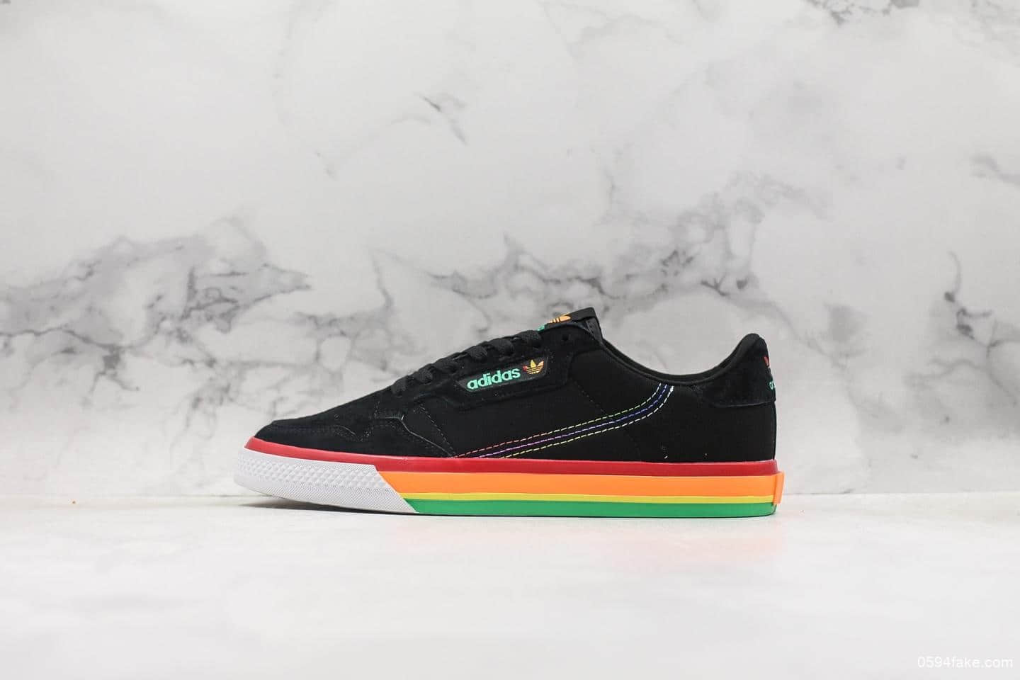 阿迪达斯Adidas Continental Vulc开口笑二代黑彩虹公司级带半码 (ID:10890) - 图片1