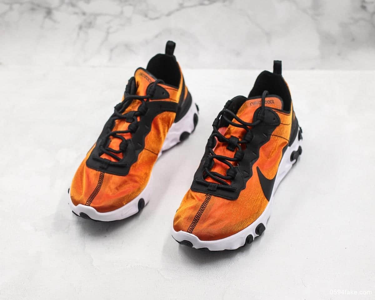 耐克React Element 55 PRM SU19高桥盾联名落叶橘公司级带半码 原厂韩国进口纱网 货号:BQ9241-001