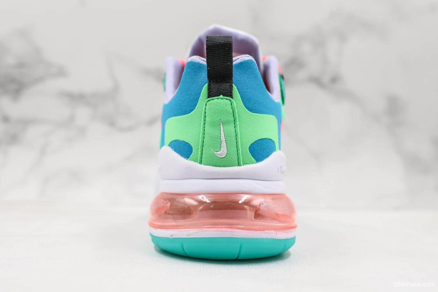 耐克Nike Air Max 270 React绿蓝红公司级 高频网面 复古技能风休闲缓震鞋 货号:AT6174-300