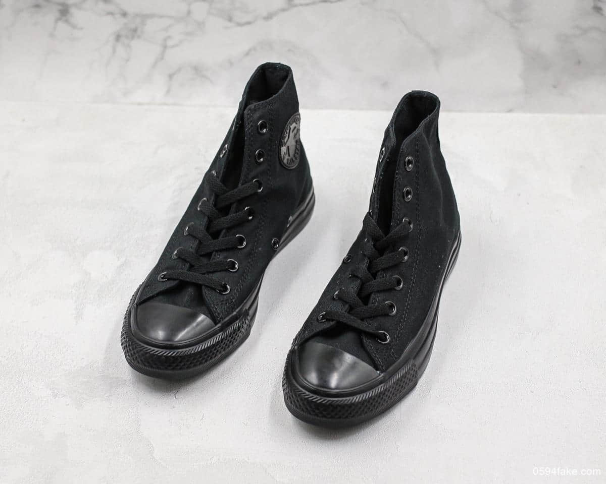 匡威Converse Chuck Taylor All Star Core Hi黑色高帮帆布鞋真标带半码原盒原标原厂硫化楦型 货号:1Z588