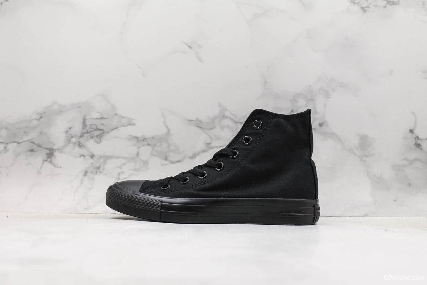 匡威Converse Chuck Taylor All Star Core Hi黑色高帮帆布鞋真标带半码原盒原标原厂硫化楦型 货号:1Z588