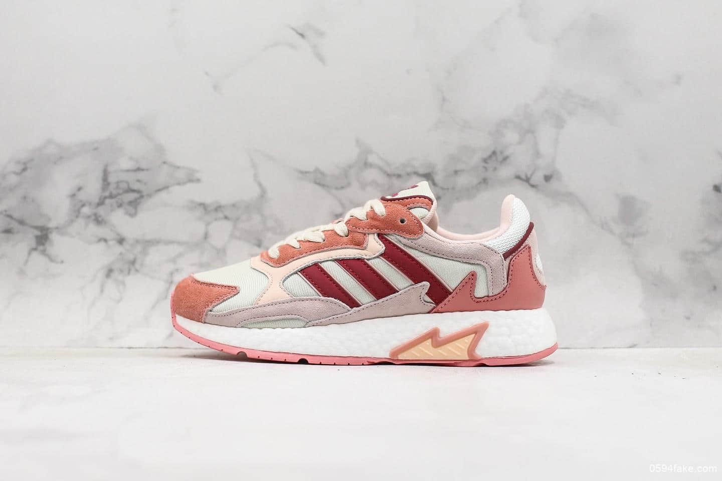 阿迪达斯Adidas Tresc Run Boost火焰系列粉桔色真标带半码真爆米花复古休闲运动跑步鞋 (ID:11255) - 图片1