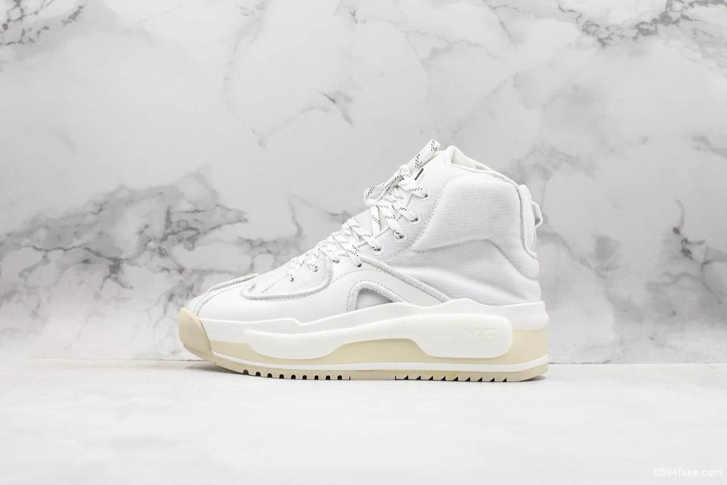 阿迪达斯adidas x Y-3 Hokori White White纯原版本山本耀司骄傲厚底系列中帮复古篮球运动风百搭休闲增高板鞋白米黄 货号:EF2635