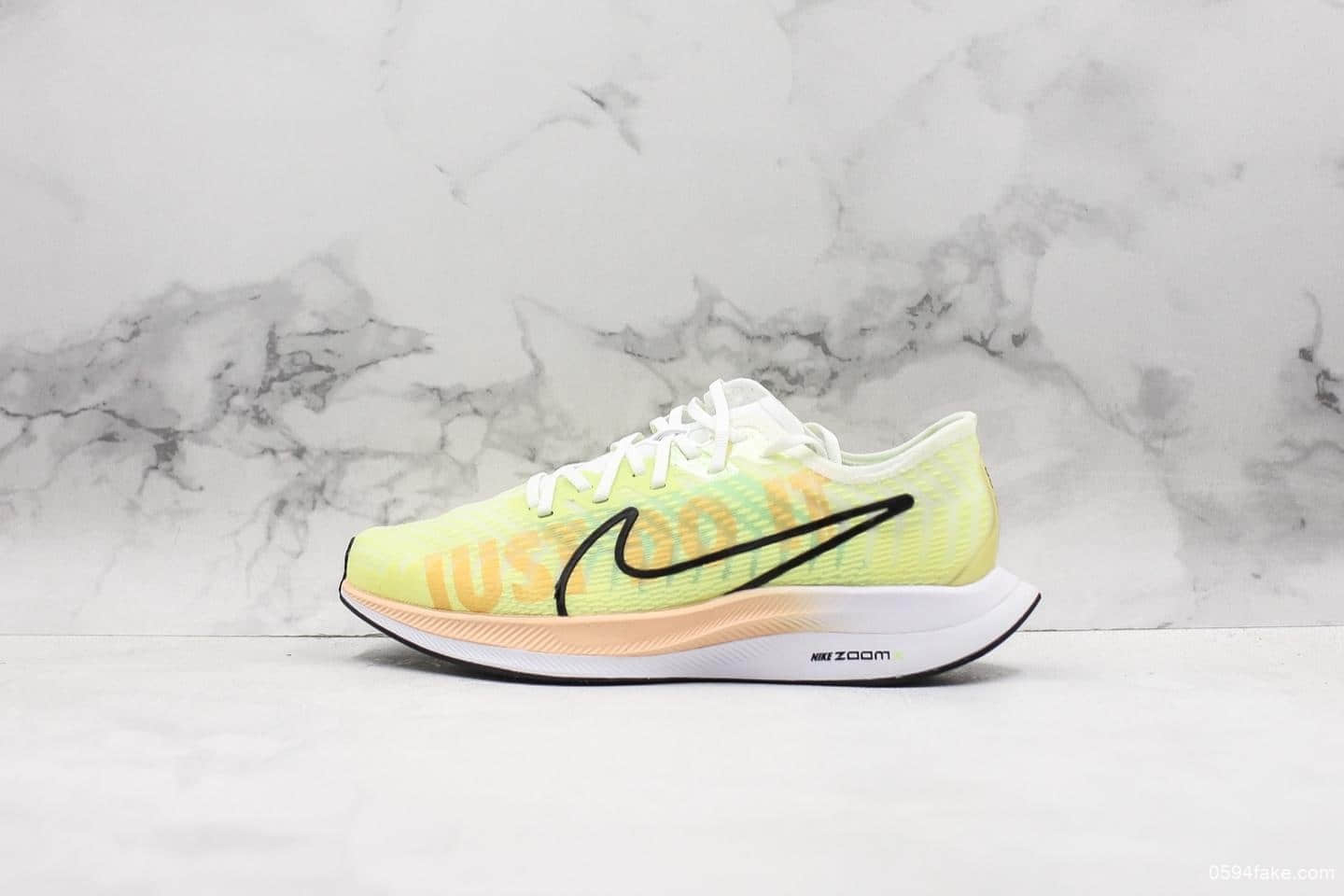 耐​克Nike Zoom Fly 3 Running纯原版本三‌代飞‌行马拉‌松袜子‌蝉翼‌系‎列休‌闲运‎动慢跑​鞋浅黄‌黑白橘​粉‎JDI标语‎ (ID:12849) - 图片1
