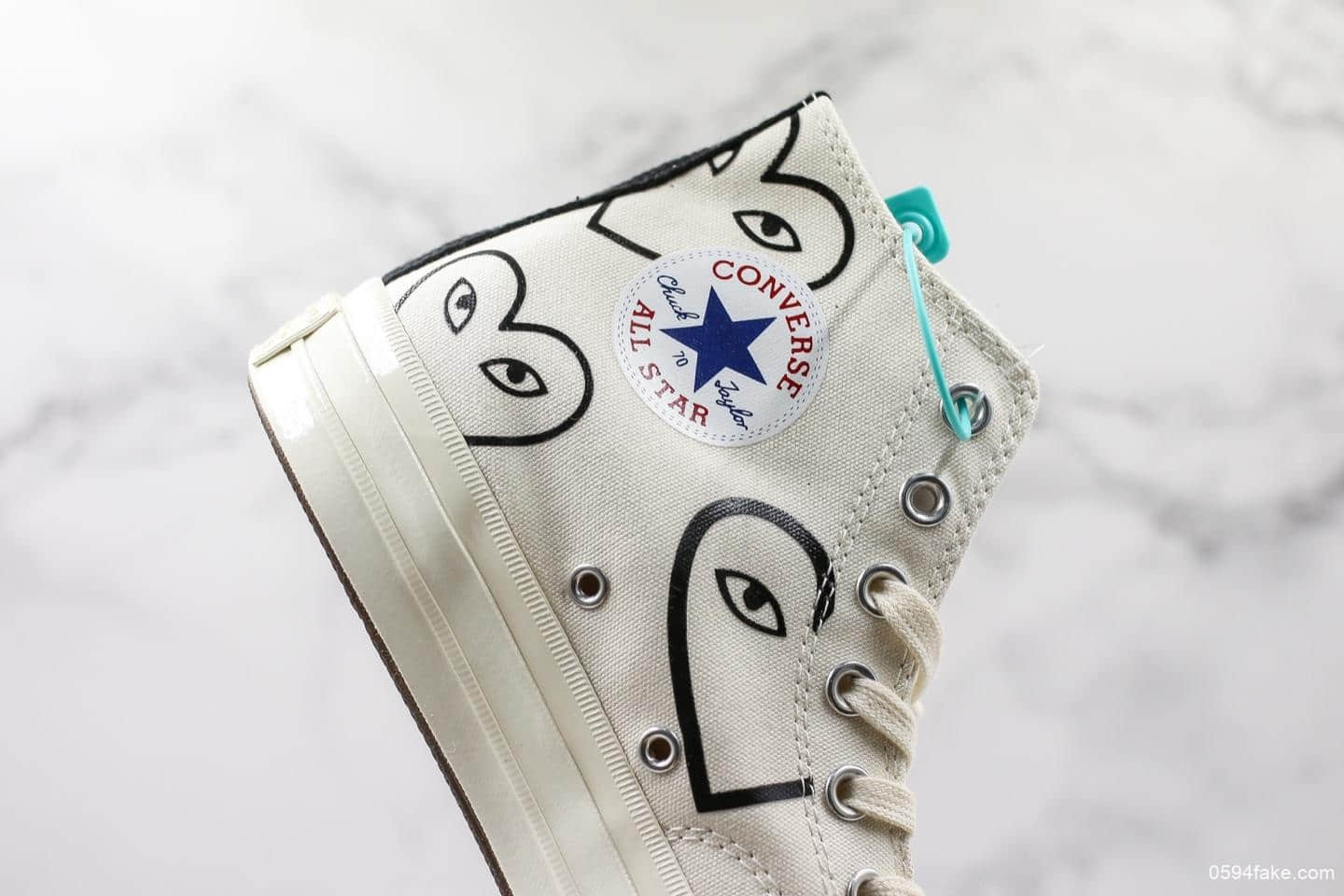 匡威敏感内容G Play x CONVERSE 1970s川久保玲联名爱心涂鸦高帮帆布休闲鞋公司级带半码全新大盒版本原厂硫化双围条蓝底