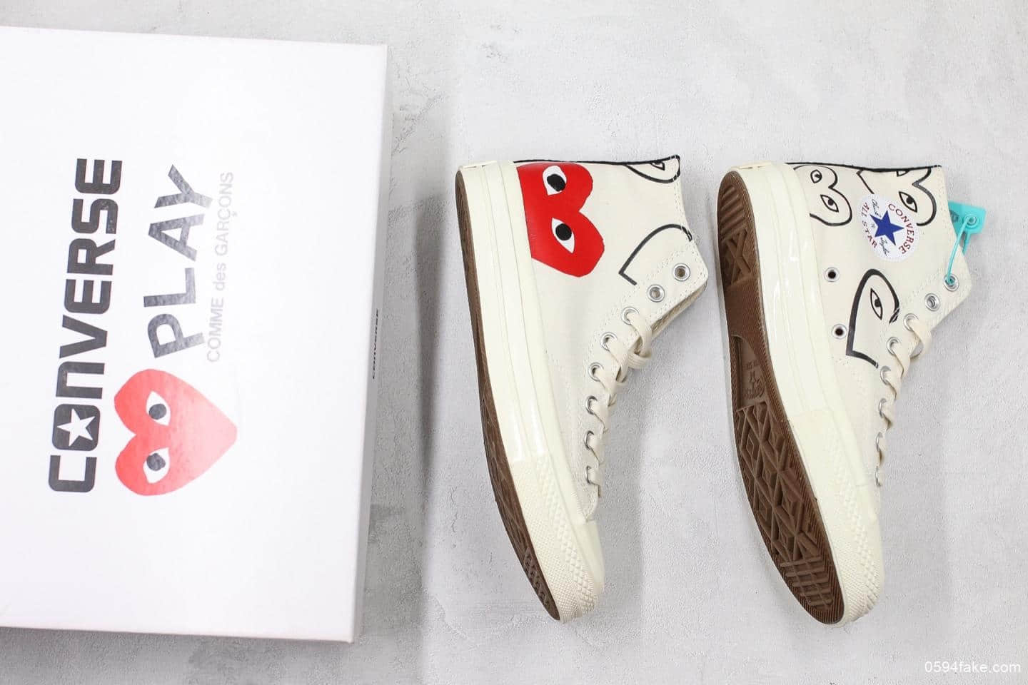 匡威敏感内容G Play x CONVERSE 1970s川久保玲联名爱心涂鸦高帮帆布休闲鞋公司级带半码全新大盒版本原厂硫化双围条蓝底