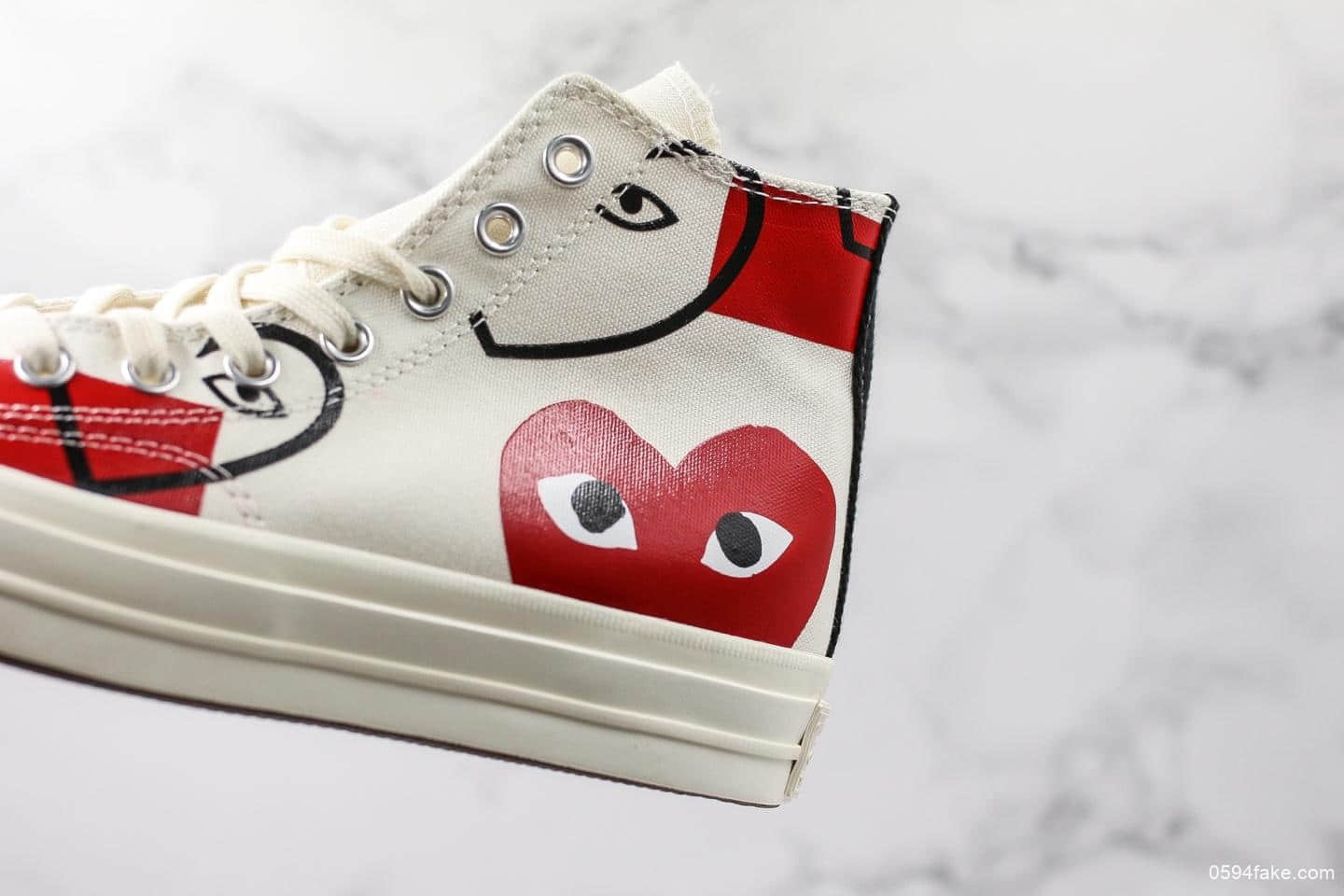 匡威敏感内容G Play x CONVERSE 1970s川久保玲联名爱心涂鸦高帮帆布休闲鞋公司级带半码全新大盒版本原厂硫化双围条蓝底