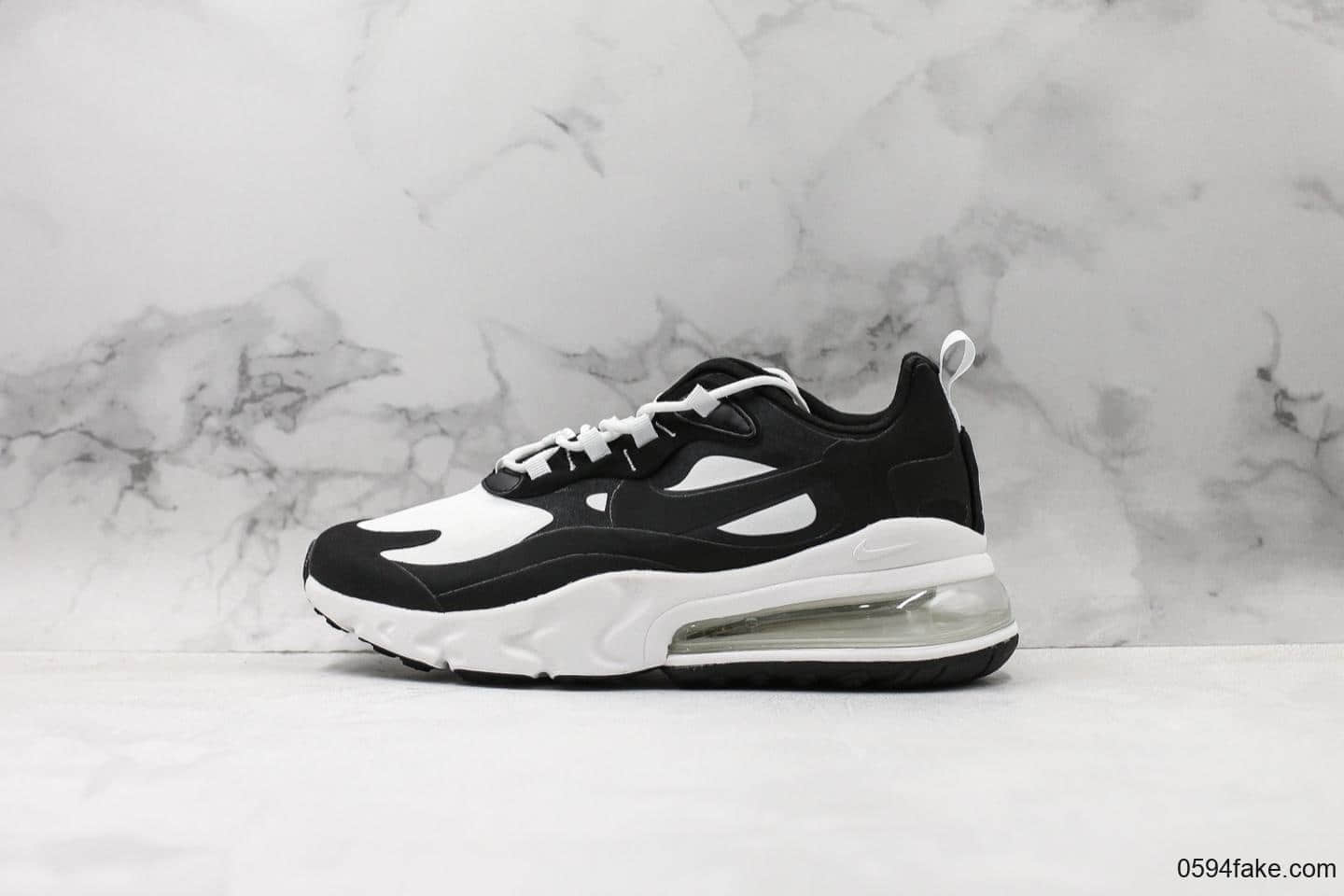 耐克Nike React Air Max 270公司级版本瑞亚高桥盾机能系列后半掌气垫百搭运动慢跑鞋黑泥灰白勾 (ID:13870) - 图片1