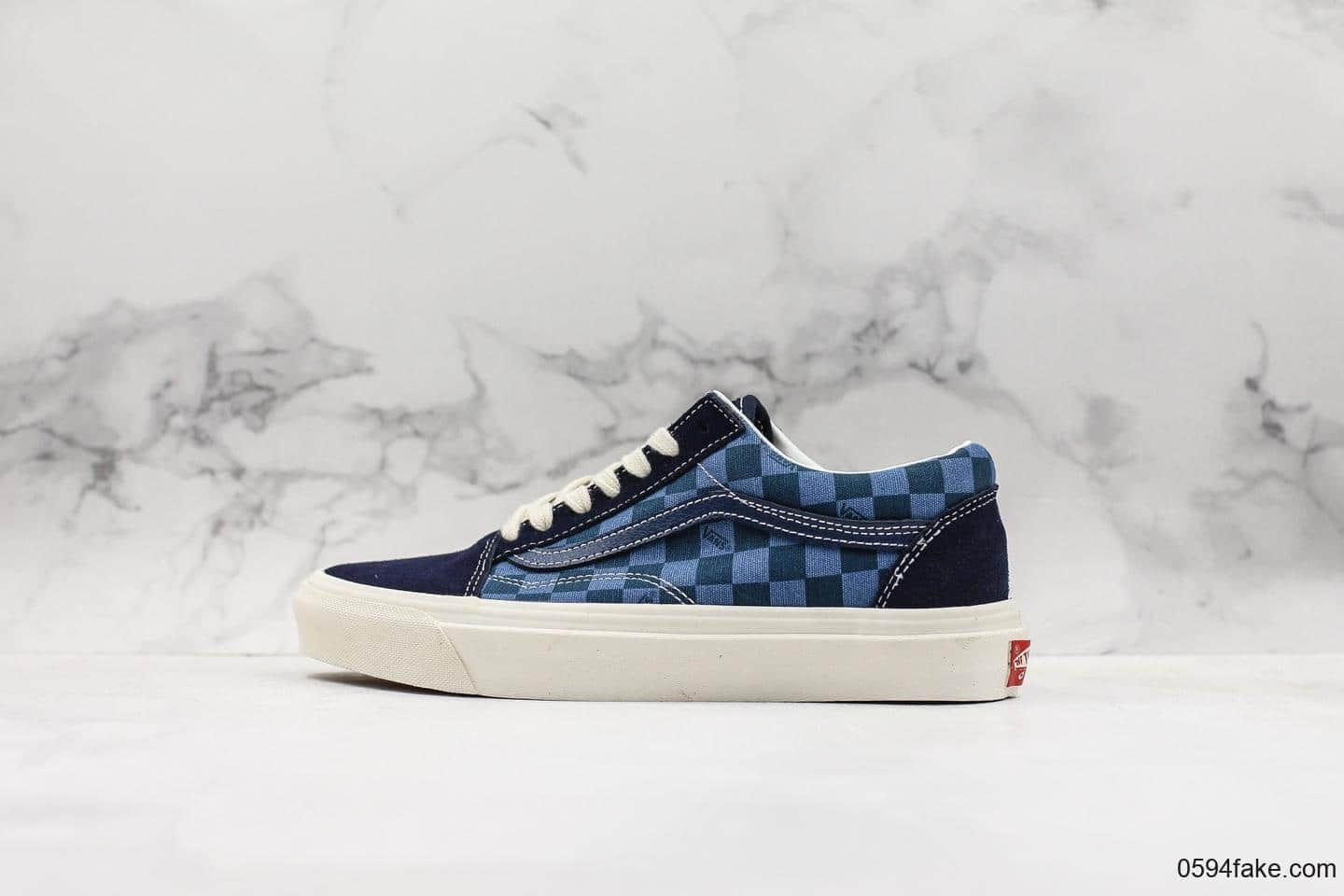 万斯Vans old skool真标硫化版本蓝格子万斯低帮硫化系列蓝色万斯经典敏感内容可充正 (ID:13943) - 图片1