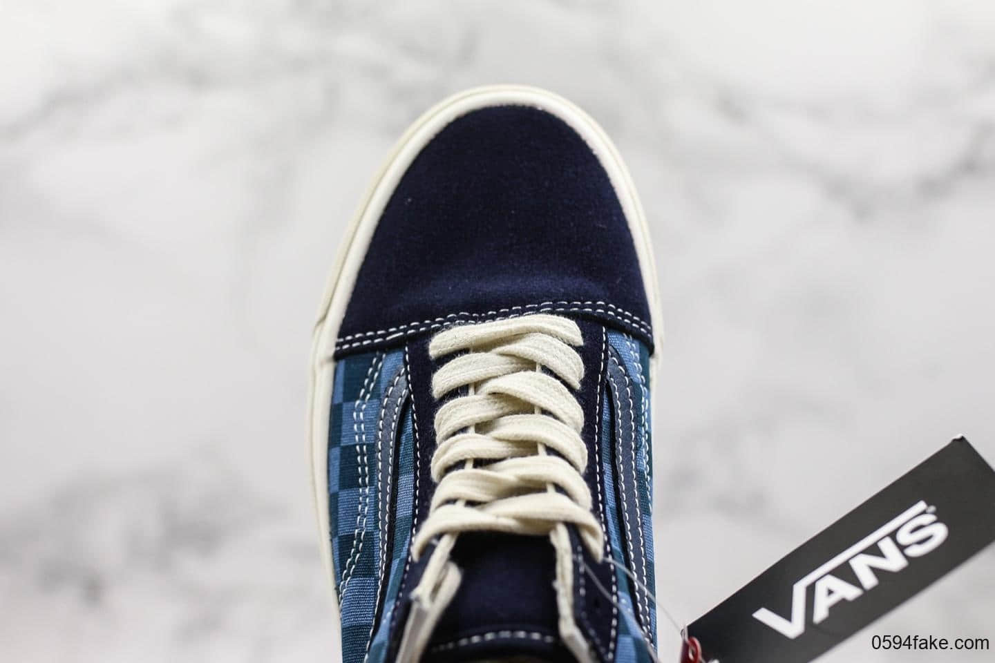 万斯Vans old skool真标硫化版本蓝格子万斯低帮硫化系列蓝色万斯经典敏感内容可充正
