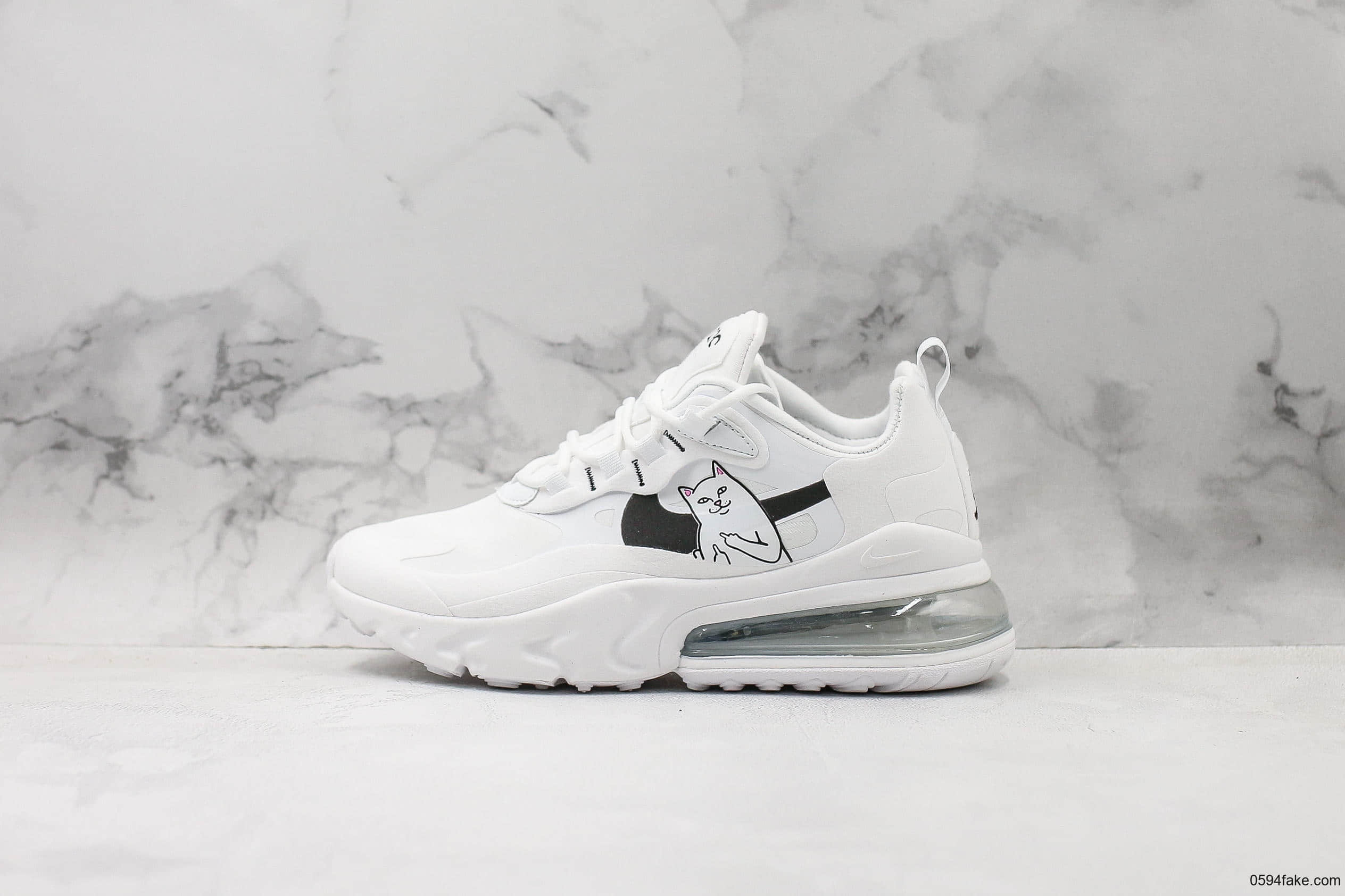 耐克Nike React Air Max 270纯原版本瑞亚后半掌气垫百搭运动慢跑鞋敏感内容猫联名款 (ID:13959) - 图片1