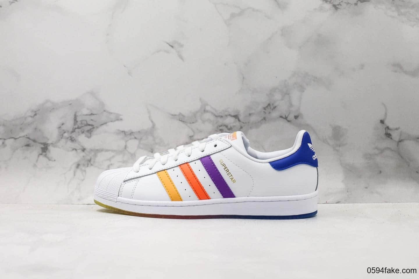 阿迪达斯adidas Superstar II White gradient purple纯原版本贝壳头经典百搭休闲运动板鞋皮革白渐变蓝绿水晶底 (ID:14284) - 图片1