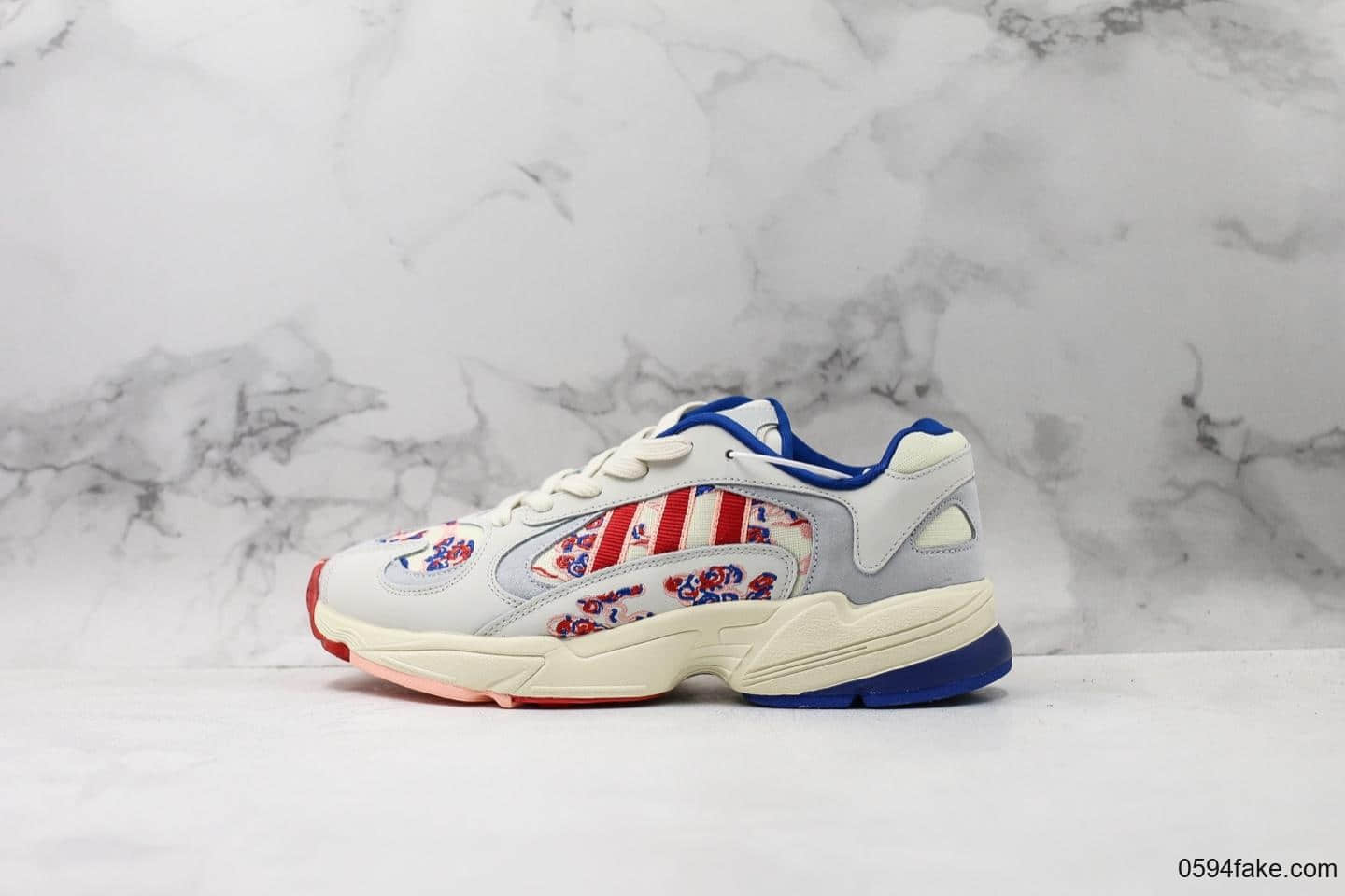 阿迪达斯Adidas Originals Yung-1 Lucky Cloud White纯原版本勇1系列复古休闲运动老爹慢跑鞋米白宝蓝红锦鲤祥云 (ID:14529) - 图片1