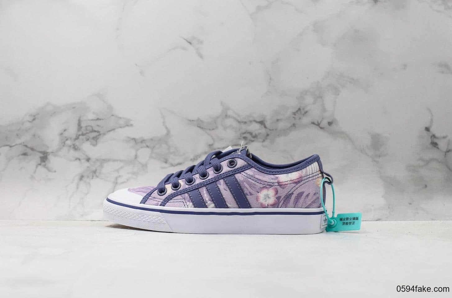 阿迪达斯Adidas Nizza Low公司级版本三叶草半截式包胶鞋头校园低帮休闲运动帆布板鞋花卉配色 (ID:14896) - 图片1