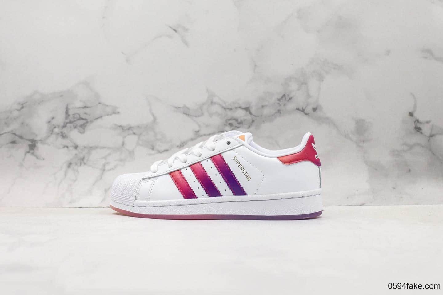 阿迪达斯Adidas superstar 80S三叶草贝壳头渐变红限定配色经典百搭休闲运动板鞋 (ID:15513) - 图片1