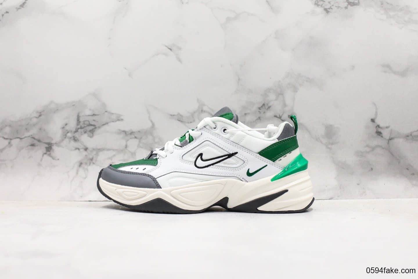 耐克Nike Air Monarch the M2K Tekno白灰绿M2K老爹鞋复古休闲运动鞋真标带半码 原厂模具开发 货号:视频内容4789-009