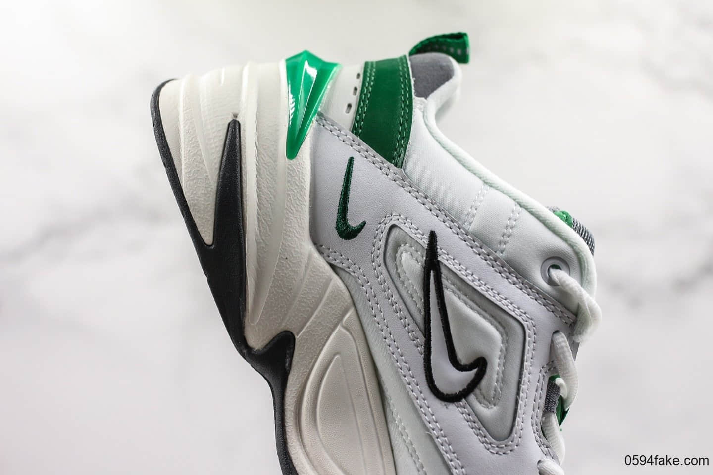 耐克Nike Air Monarch the M2K Tekno白灰绿M2K老爹鞋复古休闲运动鞋真标带半码 原厂模具开发 货号:视频内容4789-009