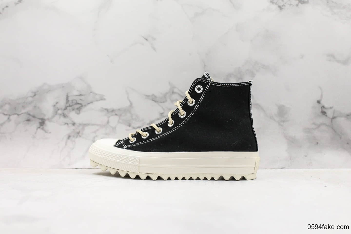 匡威Converse Womens Chuck Taylor All Star Lift Ripple Ox黑白厚底波纹男女款高帮板鞋公司级 (ID:15801) - 图片1