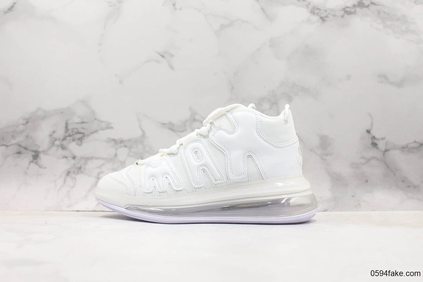 耐克Nike Air More Uptempo 720 QS皮蓬大气垫运动慢跑鞋纯白色纯原 高回弹气垫正确候毒氦气 (ID:16134) - 图片1