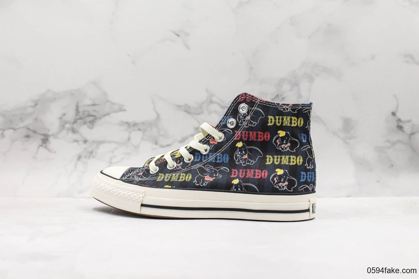 匡威Converse All Star Dumbo日版迪士尼小飞象联名高帮帆布鞋公司级正确双围条蓝底 (ID:16240) - 图片1