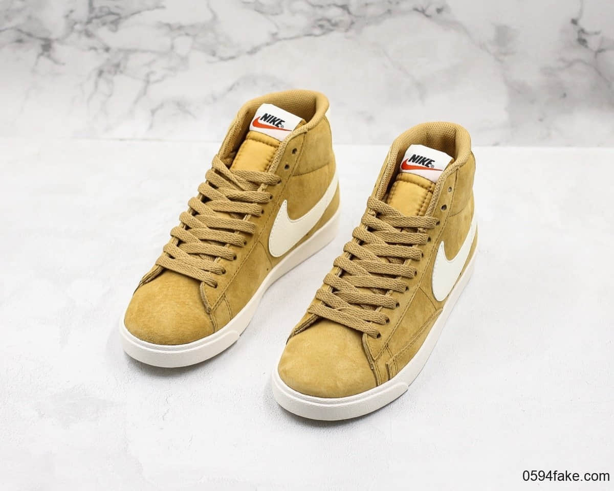 耐克Nike Blazer Mid Vintage Suede开拓者中帮休闲板鞋姜敏感内容公司级带半码 原版皮料精致质感 货号:917862-700