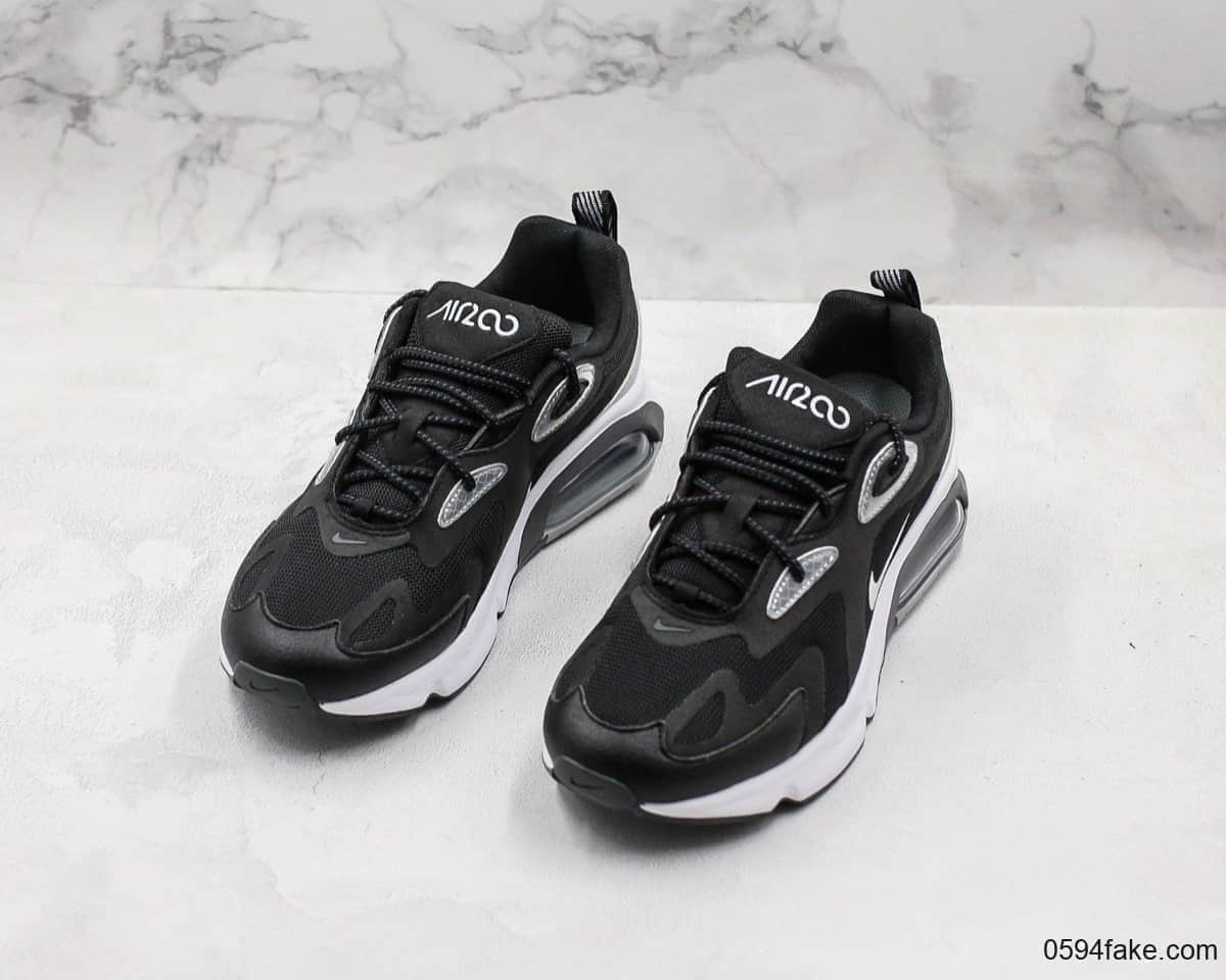 耐克Nike Air Max 200复古气垫鞋休闲跑步鞋黑白公司级官方同步二维码鞋标原盒原标区分通货 货号:BV5485-008
