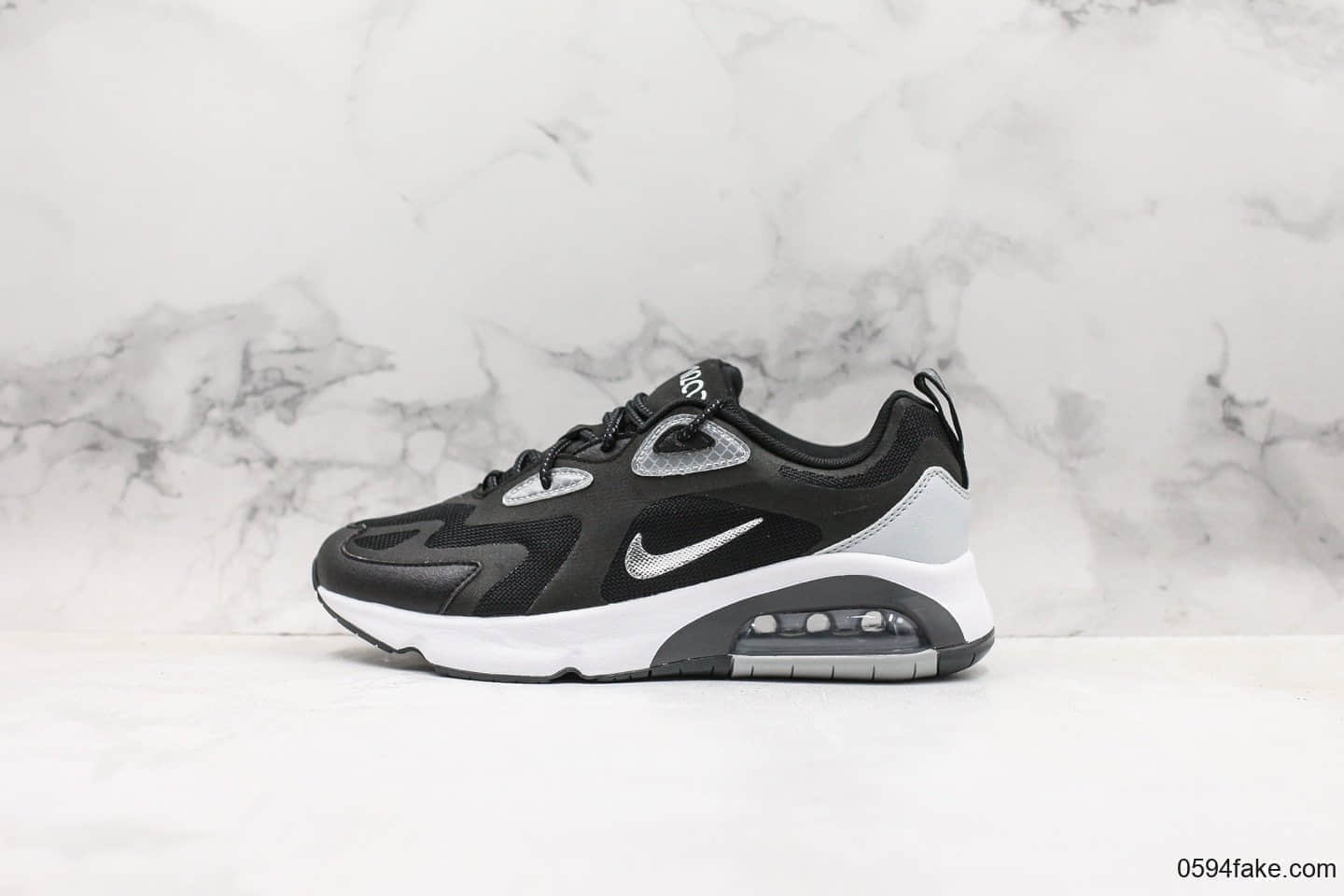 耐克Nike Air Max 200复古气垫鞋休闲跑步鞋黑白公司级官方同步二维码鞋标原盒原标区分通货 货号:BV5485-008