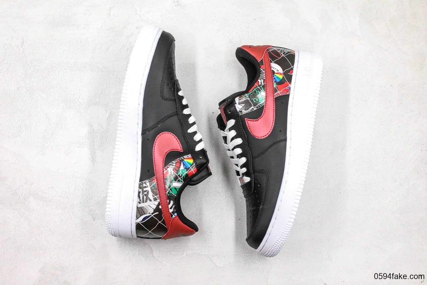 耐克Nike Air Force 1 07 LV8 “China Hoop Dreams”空军一号休闲运动鞋中国区限定配色黑红嘻哈涂鸦公司级带半码“街机”创意联名 货号:CK0732-081