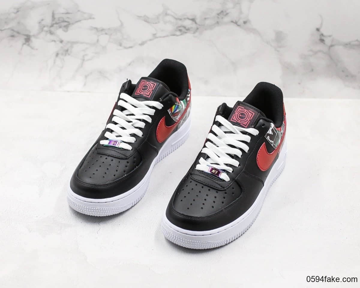 耐克Nike Air Force 1 07 LV8 “China Hoop Dreams”空军一号休闲运动鞋中国区限定配色黑红嘻哈涂鸦公司级带半码“街机”创意联名 货号:CK0732-081