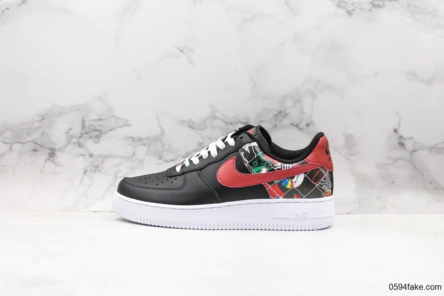 耐克Nike Air Force 1 07 LV8 “China Hoop Dreams”空军一号休闲运动鞋中国区限定配色黑红嘻哈涂鸦公司级带半码“街机”创意联名 货号:CK0732-081