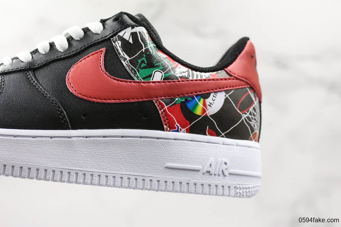 耐克Nike Air Force 1 07 LV8 “China Hoop Dreams”空军一号休闲运动鞋中国区限定配色黑红嘻哈涂鸦公司级带半码“街机”创意联名 货号:CK0732-081