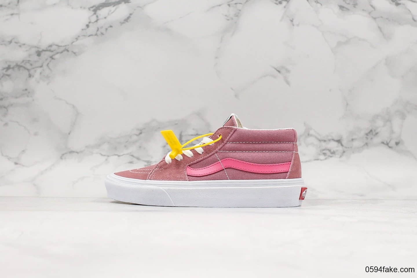 万斯Vans SK8-Mid公司级版本原厂硫化拼色中帮板鞋浅粉小红书爆款男女新款 (ID:17123) - 图片1