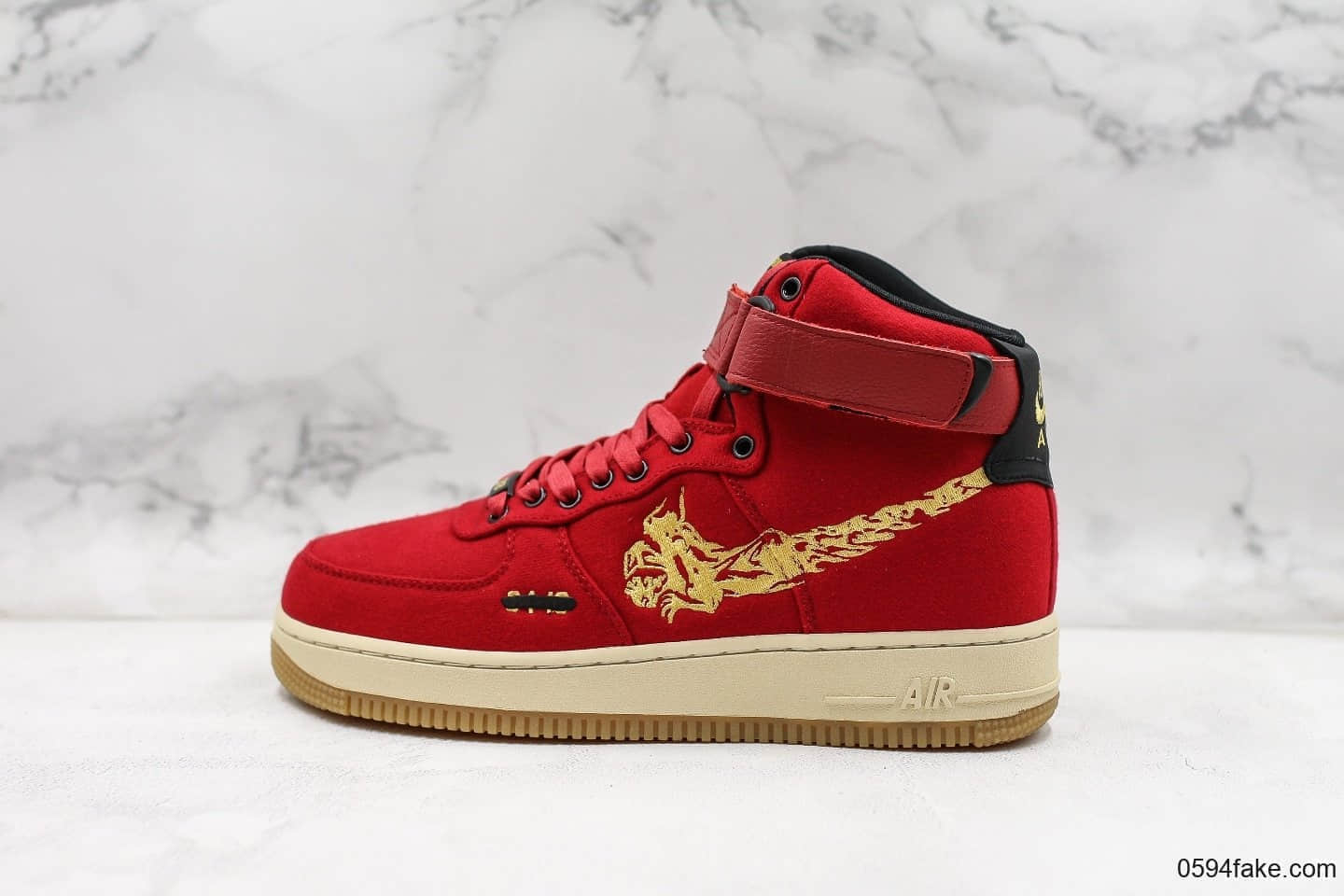 耐克nike Air Force 1 High Premium x maharishi纯原版本空军联名龙纹高帮中国红配色原厂刺绣大勾内置气垫 (ID:17340) - 图片1